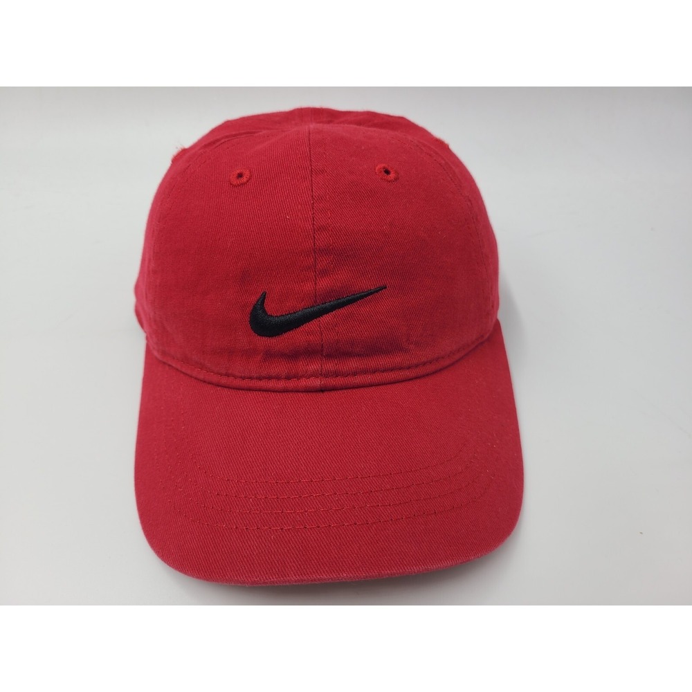 Child Nike Adjustable Hat Cap Swoosh Baseball Outdoors Boy Girl Red Black Logo